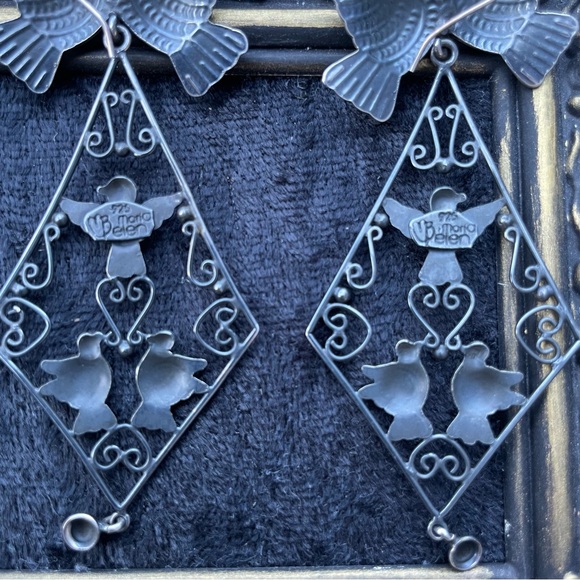 Mexican Sterling Silver Filigree Bird Earrings 925 - Picture 4 of 7